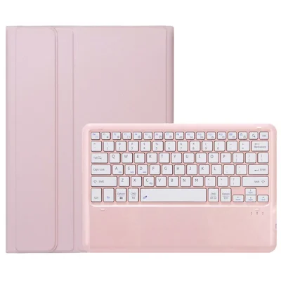 A0N4 For Xiaomi Pad 5 Pro 12.4 (2022) Leather Tablet Cover with Bluetooth-compatible Keyboard - Pink