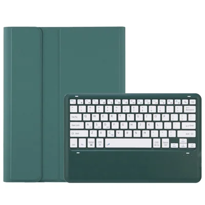 A0N4 For Xiaomi Pad 5 Pro 12.4 (2022) Leather Tablet Cover with Bluetooth-compatible Keyboard - Dark Green