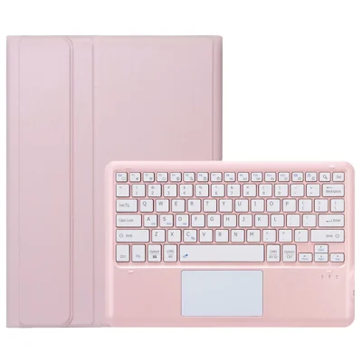 A0N4-A For Xiaomi Pad 5 Pro 12.4 (2022) Leather Tablet Cover + Touchpad Bluetooth-compatible Keyboard - Pink