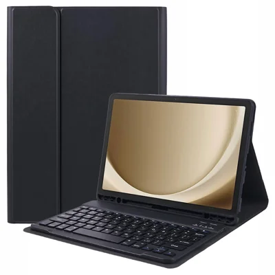 For Samsung Galaxy Tab A9+ PU Leather Tablet Stand Case with Bluetooth-compatible Keyboard , English + Ukrainian Keyboard