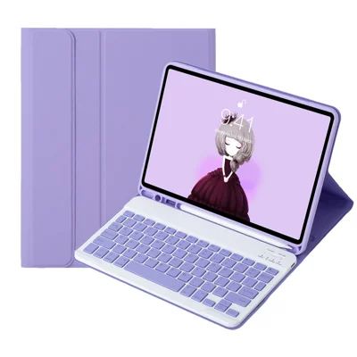 A07B Tablet Cover For iPad 9.7-inch (2018) / (2017) / Pro 9.7 inch (2016) / Air 2 / Air (2013) Keyboard with Pen Slot - Lilac Purple