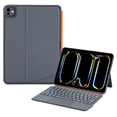 K07 Leather Case for iPad (2025) / Air 11 (2026) / (2025) / Air 11 (2024) Metal Rotating Hinge Bluetooth-Compatible Keyboard with Backlit