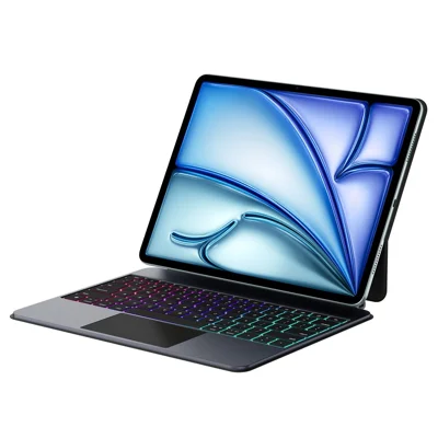 DUX DUCIS For iPad Air 13 (2026) / (2025) / (2024) / 12.9 (2022) / (2021) / (2020) / (2018) MK Pro Series Leather Case Magnetic Floating Keyboard with Trackpad - Black