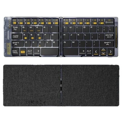 F69 Portable Bluetooth-Compatible Keyboard Transparent Design Two-Fold Keypad for Android / Windows / Ios
