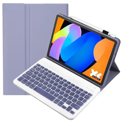 AM31 For Lenovo Tab K11 Gen 2 / Idea Tab / Xiaoxin Pad 11 2025 Leather Case Bluetooth-Compatible Keyboard - Purple