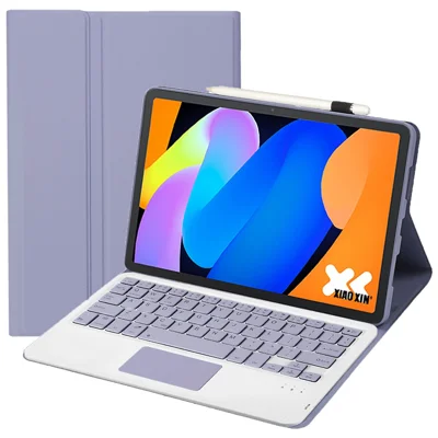 AM31-A For Lenovo Tab K11 Gen 2 / Idea Tab / Xiaoxin Pad 11 2025 Leather Case Touchpad Bluetooth-Compatible Keyboard - Purple