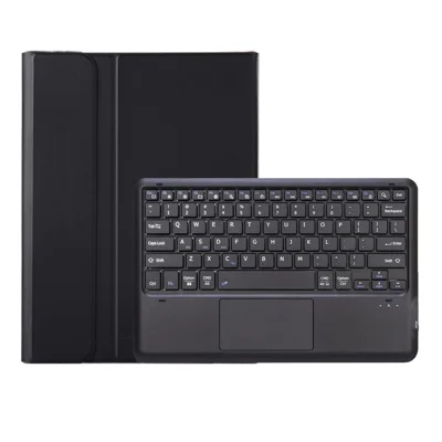 AM30-A For Lenovo Yoga Tab Plus Detachable Touchpad Bluetooth-Compatible Keyboard Ultra Thin Tablet Leather Case - Black