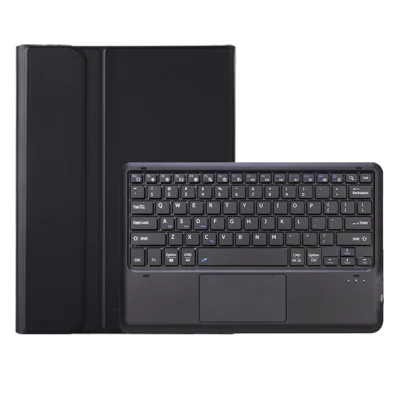AV14-A Leather Case for vivo Pad5 Pro / Pad3 Pro / iQOO Pad2 Pro Tablet Cover + Touchpad Bluetooth-Compatible Keyboard - Black