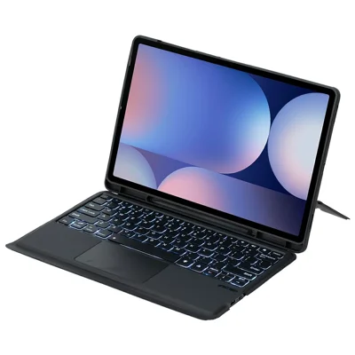 Bluetooth-compatible Keyboard for Samsung Galaxy Tab S10+ X820 / S9 FE+ X610 / X616 / S9+ X810 / X816B / X818U Floating Stand Case - Black