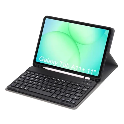 A240B For Samsung Galaxy Tab A11+ Detachable Leather Case Bluetooth-Compatible Keyboard with Pen Slot - Black