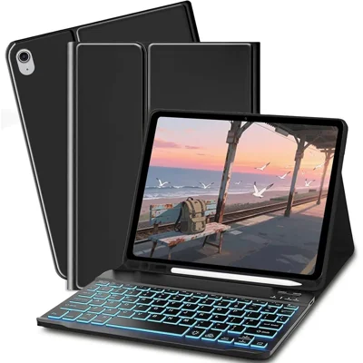 SK-S11D til Samsung Galaxy Tab S11 SM-X730 / SM-X736 / SM-X736B beskyttelsesdæksel med aftageligt backlit trådløst tastatur - Sort