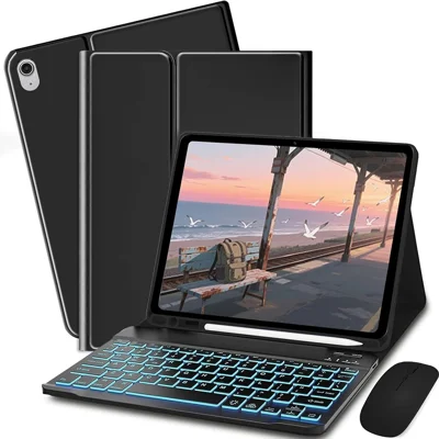 SK-S11D Protective Case with Keyboard / Mouse for Samsung Galaxy Tab S11 SM-X730 / SM-X736 / SM-X736B Detachable Backlit Wireless Keyboard Cover - Black