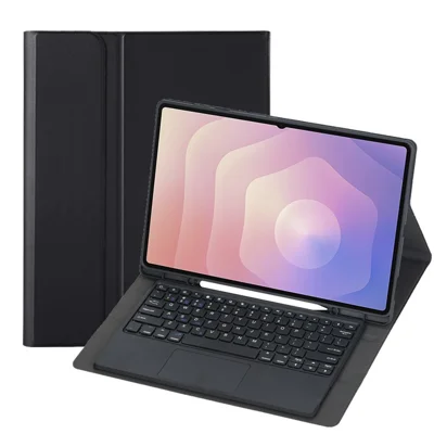 A930B-A For Samsung Galaxy Tab S11 Ultra Bluetooth-compatible Touchpad Keyboard Detachable Leather Case with Pen Slot - Black