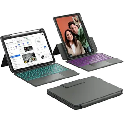 WR303 til iPad (2025) / iPad 10,9 (2022) Magnetisk tastaturtaske med touchpad / baglysbelysning, aftagelig tastaturdæksel