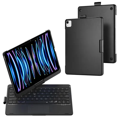 Bluetooth-compatible Touchpad Keyboard for iPad Pro 11 (2025) / (2024)//iPad Air 11 (2026) / (2025) / (2024) 360 Degree Rotation Wireless Keyboard with Backlit - Black