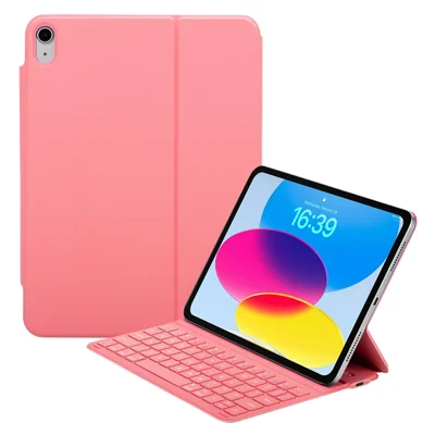 For iPad (2025) / iPad 10.9 Bluetooth-compatible Keyboard PU Leather Stand Cover with Pencil Holder - Watermelon Red