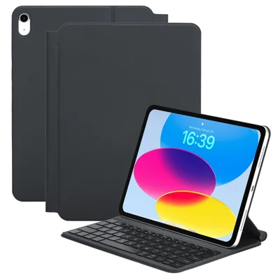 2038 For iPad (2025) / iPad 10.9 (2022) Keyboard Case with Smart Connector Detachable Keyboard Protective Cover with Backlit - Black