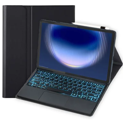 AH36-AS For Huawei MatePad Pro Max Detachable Bluetooth-compatible Keyboard Case with Backlight Touchpad PU Leather+TPU Protective Cover - Black
