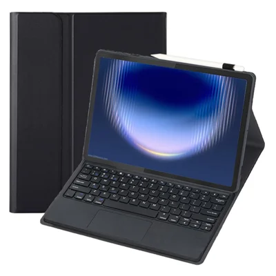 AH36-A for Huawei MatePad Pro Max Detachable Bluetooth-compatible Keyboard with Touchpad + Leather Protective Cover - Black