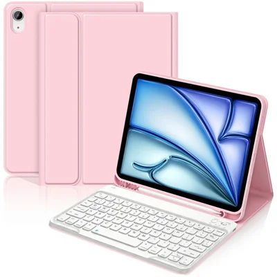 For iPad (2025) / iPad 10.9 (2022) Magnetic Detachable Bluetooth-compatible Keyboard Case - Pink
