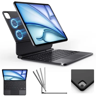 MK021 For iPad Pro 12.9 (2022)  /  (2021)  /  (2020)  /  (2018) / Air 13 (2026)  /  (2025)  /  (2024) Magnetic Floating Bluetooth-compatible 5.4 Keyboard Case with Touchpad - Black