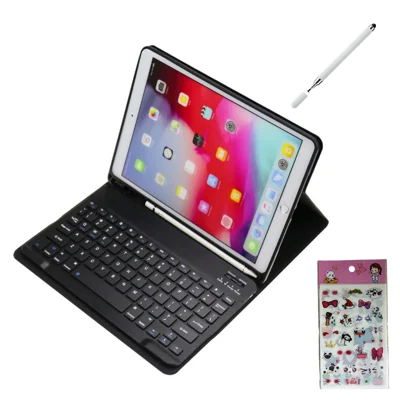 Trådlöst Bluetooth-tangentbord för iPad 10,2 (2020)/(2019)/iPad Pro 10,5 (2017)/Air (2019) Med känslosamt PU-läderfodral med stift - Svart