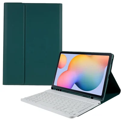 SK-P610D For Samsung Galaxy Tab S6 Lite (2024) / S6 Lite (2022) / S6 Lite (2020) SM-P610 Bluetooth-compatible Keyboard with PU Leather Case - Blackish Green
