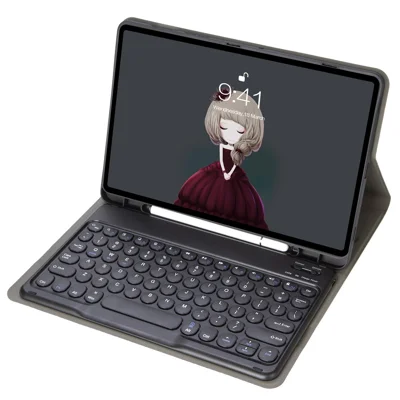 YT098B voor iPad Air (2020) / (2022) Uiterst Dun Beschermhoesje met Bluetooth-compatibele Toetsenbord, Stootvaste Leren Hoes met Penhouder / Standaard - Zwart