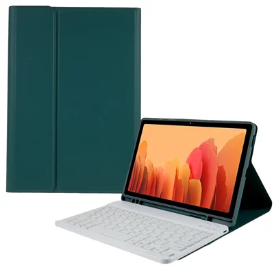 SK-T500 For Samsung Galaxy Tab A7 10.4 (2020) / (2022) T500 / T505 Keyboard Protective Tablet Case PU Leather Folio Stand Cover - Green