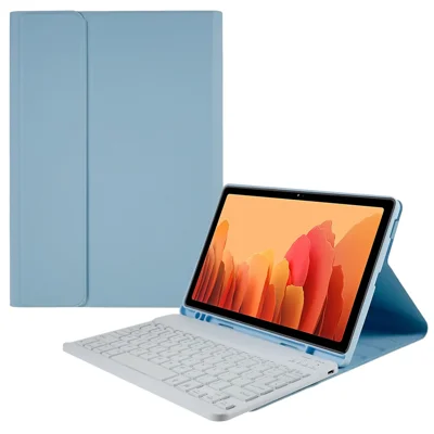 SK-T500 For Samsung Galaxy Tab A7 10.4 (2020) / (2022) T500 / T505 Keyboard Protective Tablet Case PU Leather Folio Stand Cover - Blue