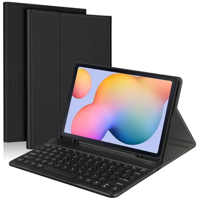 For Samsung Galaxy Tab S6 Lite (2024) / S6 Lite (2022) / S6 Lite (2020) (P610 / P615 / P613 / P619) PU Leather Case with Bluetooth-compatible Keyboard - Black