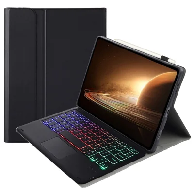 OP13-AS Etui do tabletu Oppo Pad 2 z odkładaną klawiaturą z podświetleniem i touchpadem, pokrowiec typu folio – Czarny