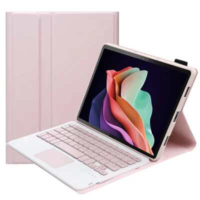 AM22-A Für Lenovo Pad Plus / Tab P11 Gen 2 Ledertasche mit Touchpad Abnehmbarer Tastatur - Rosa