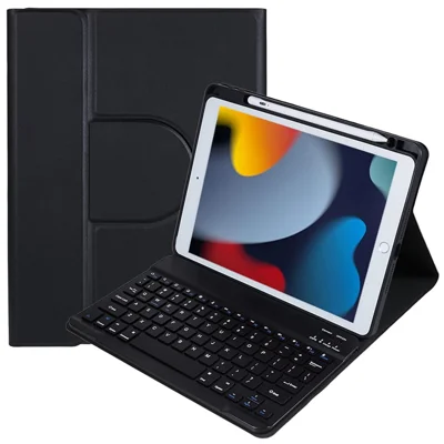 SK-2102 Tablet Case for iPad 10.2 (2019) / (2020) / (2021) PU Leather Stand Cover with Wireless Detachable Keyboard - Black