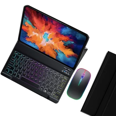 Чехол-клавиатура с подсветкой для Lenovo Tab P11 Plus TB-J616F / TB-J607L, с беспроводной мышью, черный