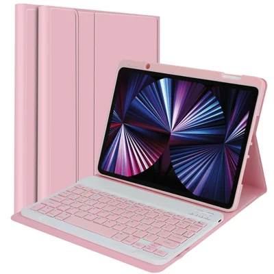 SK-3016 pour iPad Air 11 (2025) / (2024) / Pro 11 (2020) / (2021) / (2022) / (2018) // Air (2020) (2022) Étui Clavier Bluetooth - Rose