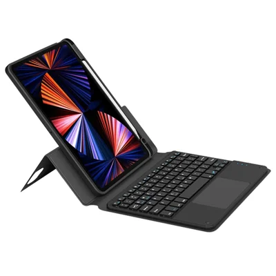 FT-5011 For iPad Air 11 (2026) / (2025) / (2024) / Air (2020) (2022) / Pro 11 (2018) / (2020) / (2021) / (2022) Leather Case Keyboard with Touchpad - Black