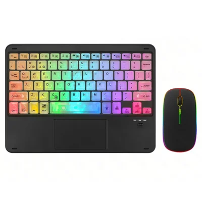 Combo inalámbrico de teclado y ratón 172 con retroiluminación RGB, teclado y conjunto de ratón Bluetooth 5.1 con touchpad - Negro
