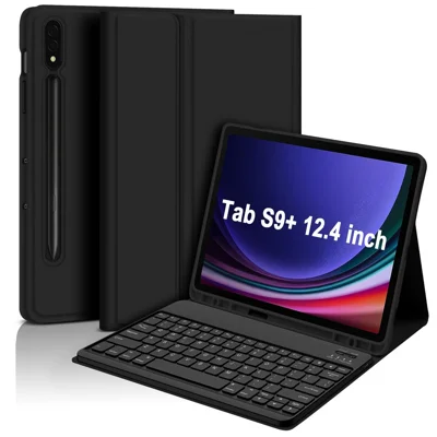 SK-X810 pour Samsung Galaxy Tab S9+ SM-X810 / X816B / X818U Étui en cuir avec clavier sans fil Bluetooth détachable - Noir