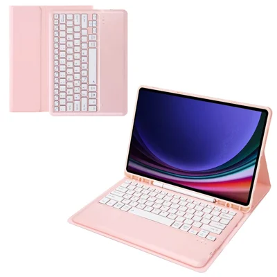 A810B For Samsung Galaxy Tab S10+ / S9 FE+ / S9+ 12.4" X610 / X616 Detachable Bluetooth-compatible Keyboard Case Pencil Slot Tablet Case - Pink