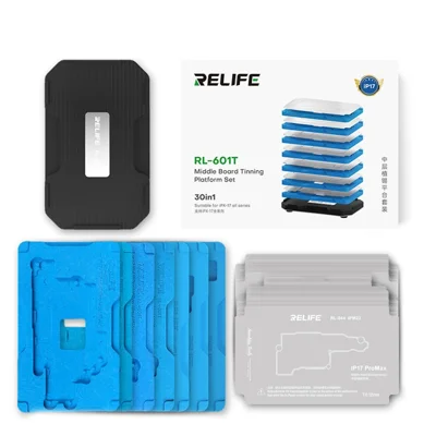 RELIFE RL-601T 31 in 1 Montageset voor iPhone X - 17-serie Middellaag bord tinplantplatform 3D BGA Reballing Stencil Kit