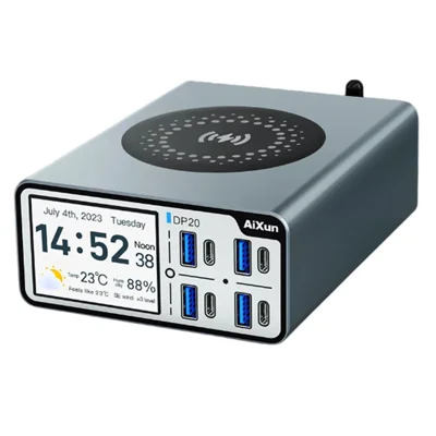 AIXUN DP20 Smart Desktop Fast Charger Multi-Port Charging Station Support Wireless Charging - EU Plug
