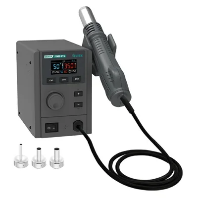 QUICK 2008 Pro Hot Air Gun Desoldering Rework Station Temperature Control LCD Display Desoldering Station - EU Plug