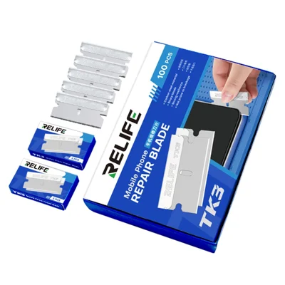 RELIFE TK3 100Pcs Mobile Phone Repair Blades Ultra-Thin Carbon Steel Cutting Tools for Screen Removal  /  Adhesive Removal