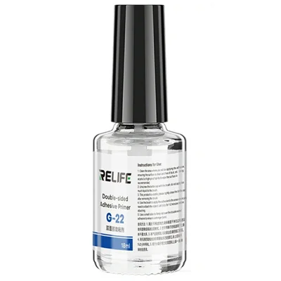 RELIFE G-22 18 ml Primaire d'adhérence double face avec pinceau pour collage de cadre intermédiaire de téléphone - Noir