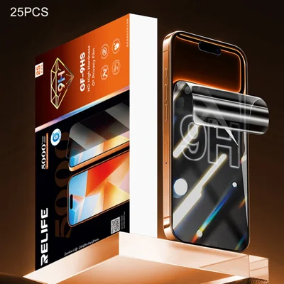 RELIFE GF-9HS 25Pcs 9H Hardness Anti-Spy Screen Protector Full Cover PET Hydrogel Film (Work with SUNSHINE C4 Pro  /  C4 Pro Max) - Black