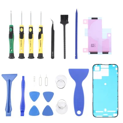 JF-8182 For iPhone 15 Pro Max 21 in 1 Precision Screwdriver Set Replacement Parts Battery Adhesive Tape Sticker + Middle Plate Frame Repair Tool Kit