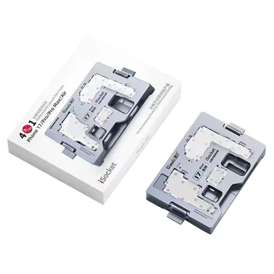 QIANLI iSocket 4-in-1 Schicht-Testhalterung für Hauptplatine für iPhone 17 Pro Max / 17 Pro / 17 / Air, Halterung zur Funktionsdiagnose der Logikplatine