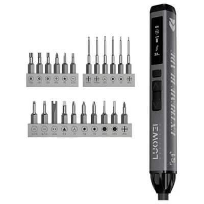 LUOWEI S1 Pro Electric Screwdriver 22Pcs Bits 5 Torque Levels LED Light for Phone Repair - Professional Edition