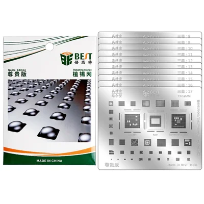 BEST BST-SAM (SAM: 8-17) 10 stuks BGA IC Loodherverbindingsstencil Kit 0,12 mm Staal Reparatiegereedschap